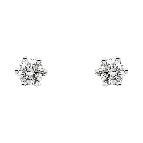 14k White Gold 1/4 CTW Diamond Friction Post Stud Earrings
