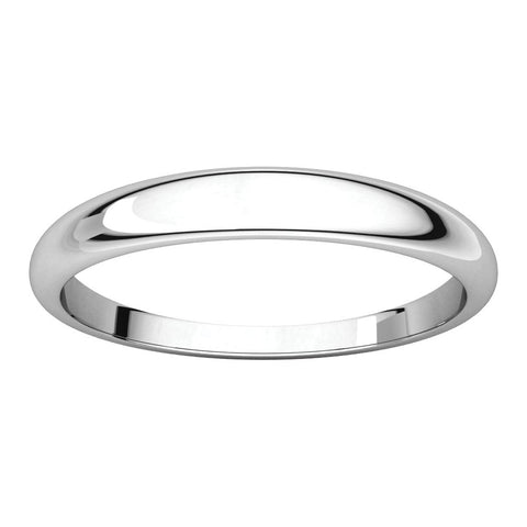 14k White Gold 3mm Half Round Tapered Band, Size 5.5