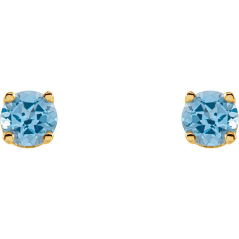 14k Yellow Gold Swiss Blue Topaz Youth Earrings