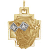 12.00x11.50 mm Head of Jesus Crown Cross Pendant with Diamond in 14K Yellow Gold