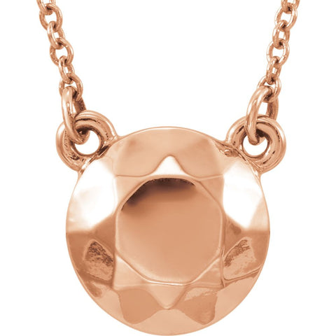 14k Rose Gold Faceted Design Circle 16.5" Necklace