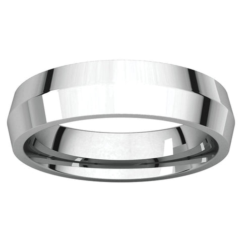 14k White Gold 5mm Knife Edge Comfort Fit Band, Size 8.5