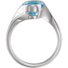 Sterling Silver 10x8mm Checkerboard Swiss Blue Topaz Ring, Size 7