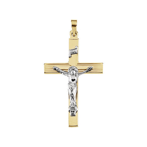 14K Yellow & White 32x21mm Crucifix Pendant