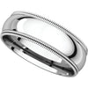 Platinum 6mm Double Milgrain Comfort Fit Band, Size 14.5