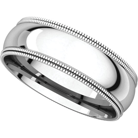 Sterling Silver 6mm Double Milgrain Comfort Fit Band, Size 11
