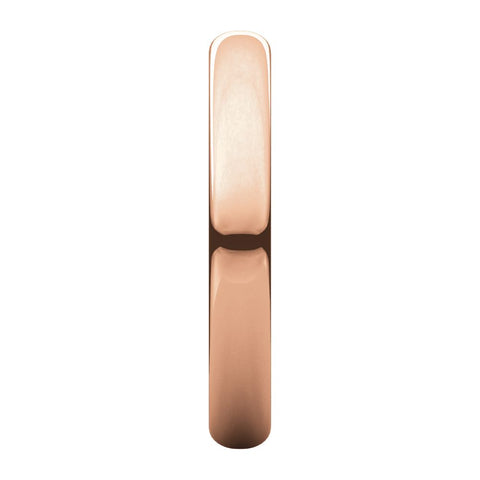 14k Rose Gold 3mm Half Round Band, Size 5.5