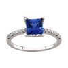 14k White Gold Chatham® Created Sapphire & 1/6 CTW Diamond Ring, Size 7