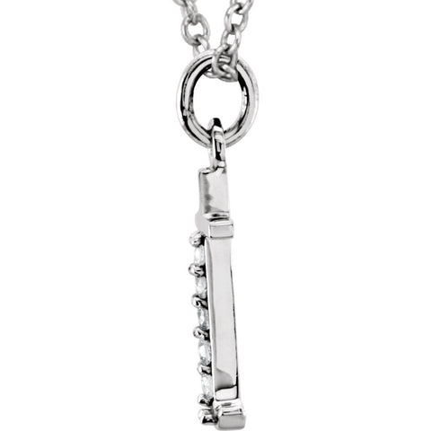 14k White Gold .03 CTW Diamond Lowercase Letter "t" Initial 16" Necklace