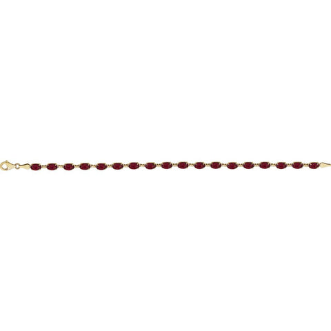 14k Yellow Gold Mozambique Garnet 7" Bracelet