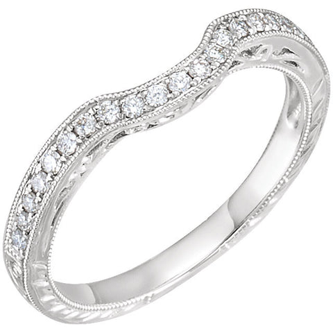 14k White Gold 1/10 CTW Diamond Filigree Band, Size 6