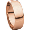 14k Rose Gold 6mm Half Round Light Band, Size 10