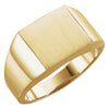 12.00 mm Men's Signet Ring with Brush Finished Top in 14k Yellow Gold ( Size 10 )