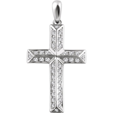 14k White Gold 1/4 CTW Diamond Cross Pendant