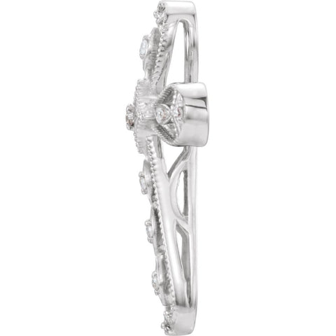 14k White Gold .05 CTW Diamond Cross Pendant
