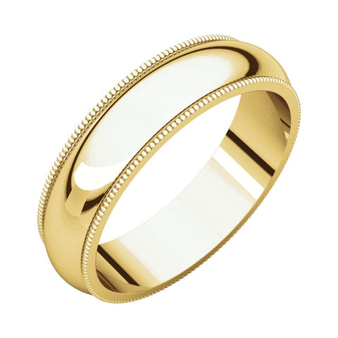 14k Yellow Gold 5mm Milgrain Band, Size 8
