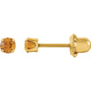 14K Yellow Gold Solitaire "November" Birthstone Piercing Earrings for Kids