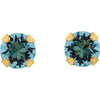 14k Yellow Gold Solitaire "March" Birthstone Piercing Earrings