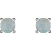 14k White Gold 6mm Round Opal Cabochon Earrings