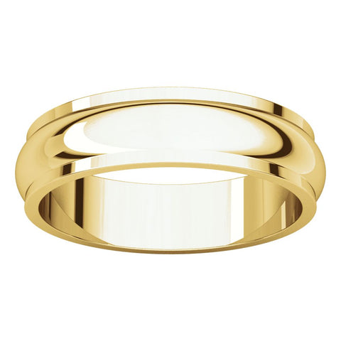 14k Yellow Gold 5mm Half Round Edge Band, Size 9