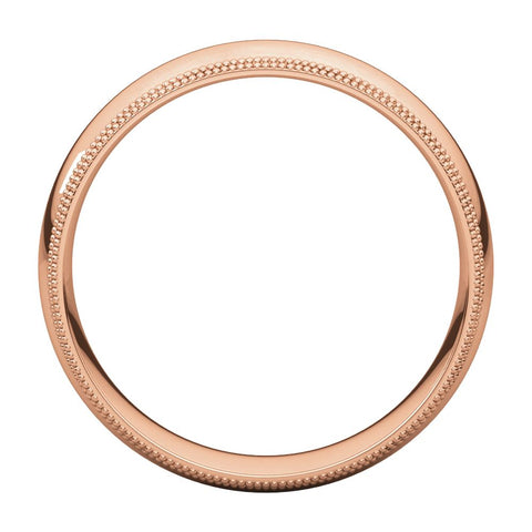 14k Rose Gold 6mm Double Milgrain Comfort Fit Band, Size 7