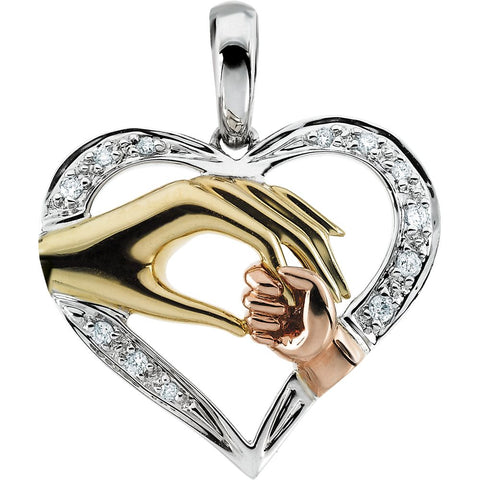 14K Yellow, Rose & White Gold Tender Touch Pendant with Box