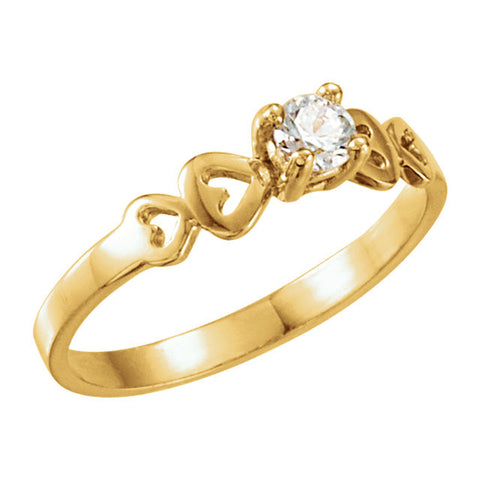 14k Yellow Gold Cubic Zirconia Youth Ring Size 3