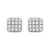 14k White Gold 1/5 CTW Diamond Square Cluster Earrings