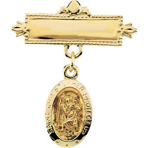 14k Yellow Gold St. Christopher Baptismal Pin