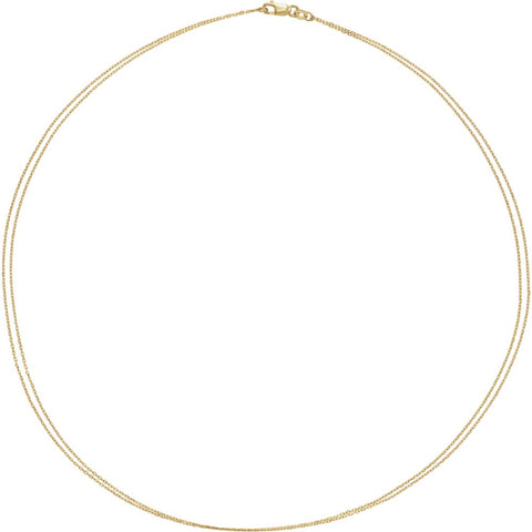 14k Yellow Gold Double Strand 18" Cable Chain