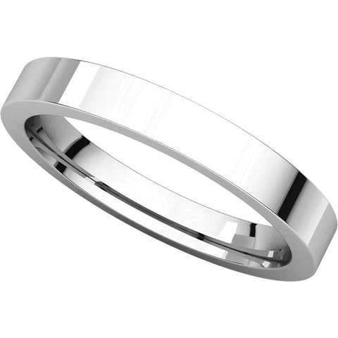 14k White Gold 3mm Flat Comfort Fit Band, Size 4.5