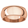 14k Rose Gold 8mm Milgrain Band, Size 7