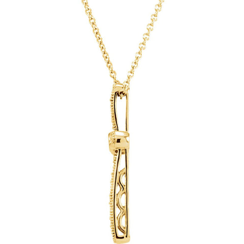14k Yellow Gold .05 CTW Diamond Cross 18" Necklace