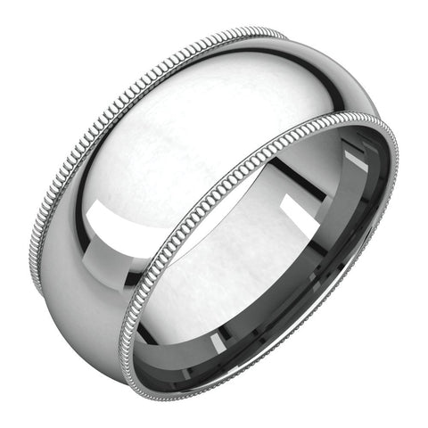 Sterling Silver 8mm Milgrain Comfort Fit Band, Size 10.5