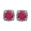 Sterling Silver Created Ruby & .015 CTW Diamond Earrings