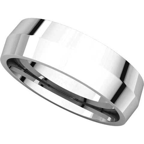 14k White Gold 6mm Knife Edge Comfort Fit Band, Size 9.5