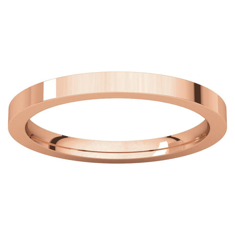 14k Rose Gold 2mm Flat Comfort Fit Band, Size 7