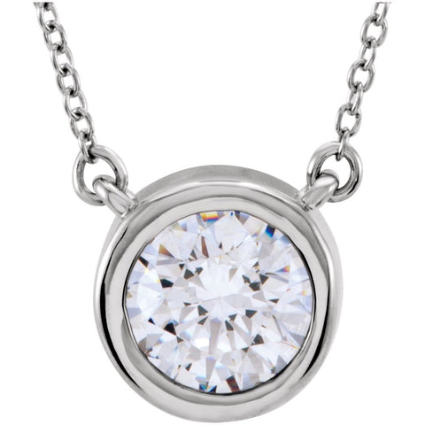 Sterling Silver Bezel Set Solitaire Necklace