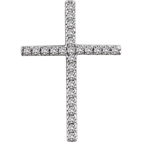 14k White Gold 1/4 CTW Diamond Cross Pendant