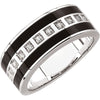 14k White Gold Onyx & 1/5 CTW Diamond Ring Size 11