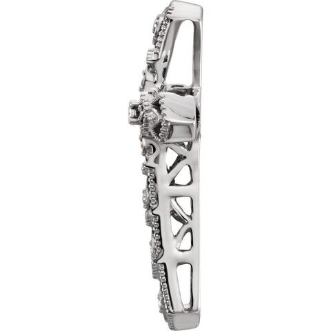 14k White Gold .025 CTW Diamond Cross Pendant