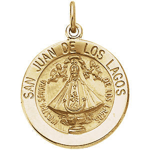 14k Yellow Gold 12mm Round San Juan de Los Lagos Medal