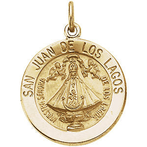 14k Yellow Gold 15mm Round San Juan de Los Lagos Medal