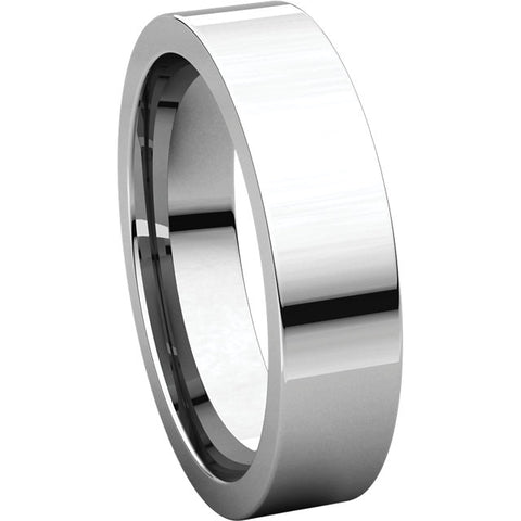 10k White Gold 5mm Flat Comfort Fit Band, Size 10