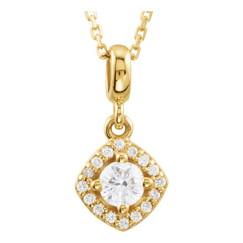14k Yellow Gold 1/3 CTW Diamond Halo-Style 18" Necklace