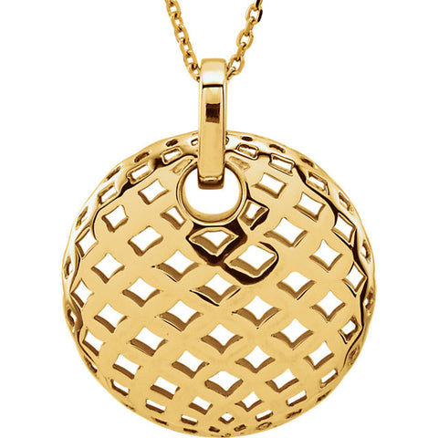 14k Yellow Gold Pierced Style 18" Necklace