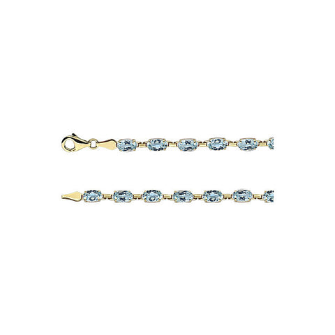 14k Yellow Gold Sky Blue Topaz 7" Bracelet