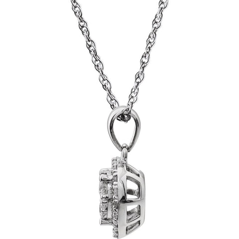 14k White Gold 3/8 CTW Halo-Style Diamond Heart 18" Necklace