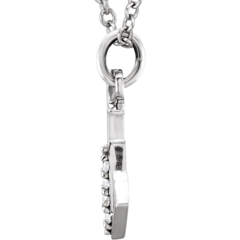 14k White Gold .025 CTW Diamond Lowercase Letter "w" Initial 16" Necklace