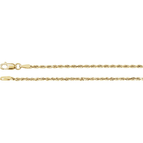 14k Yellow Gold 1.9mm Diamond-Cut Rope 24" Chain with Lobster Clasp